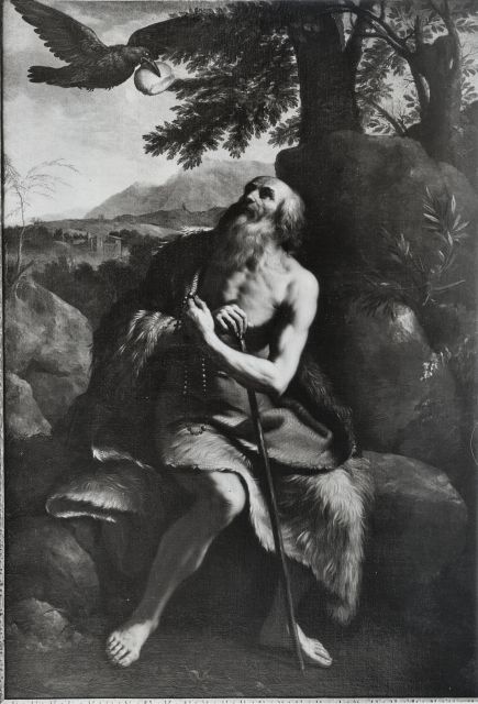 Dayton Art Institute — Circle of Guercino. St. Paul the Hermit fed by the Raven — insieme
